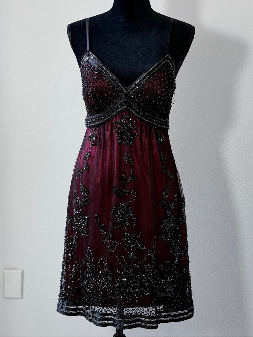 Vintage Sue Wong Embellished Burgundy Beaded Evening Dress - Picture 3 of 14